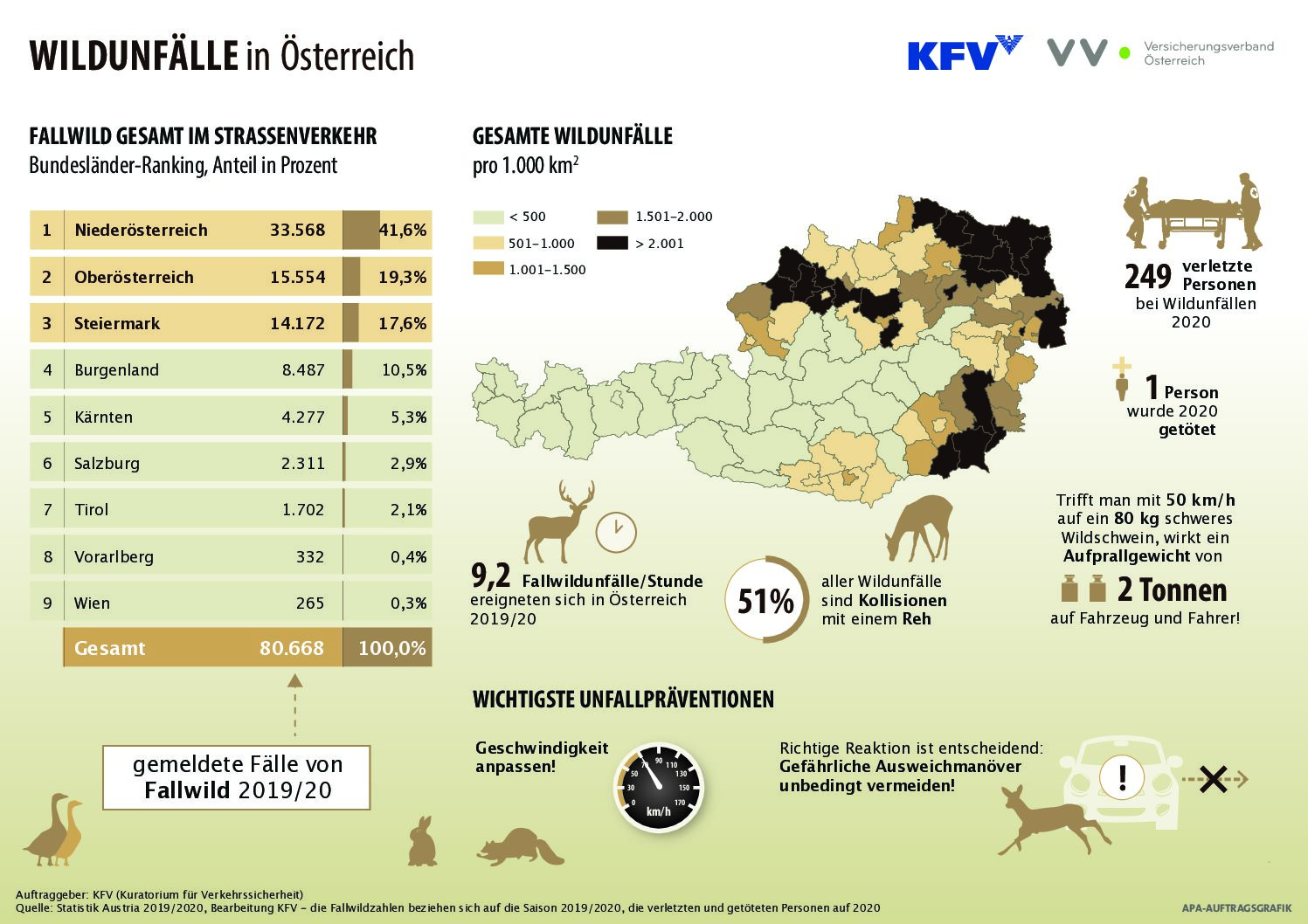 Jährlich mehr als 80.000 Wildtierunfälle auf Österreichs Straßen