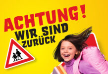 Sujet der Plakataktion mit dem Spruch "Achtung! Wir sind zurück"