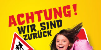 Sujet der Plakataktion mit dem Spruch "Achtung! Wir sind zurück"