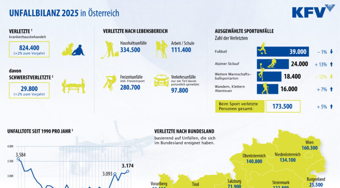 Unfallbilanz: 824.400 Verletzte in Österreichs Spitälern durch Unfälle Grafik Unfallbilanz